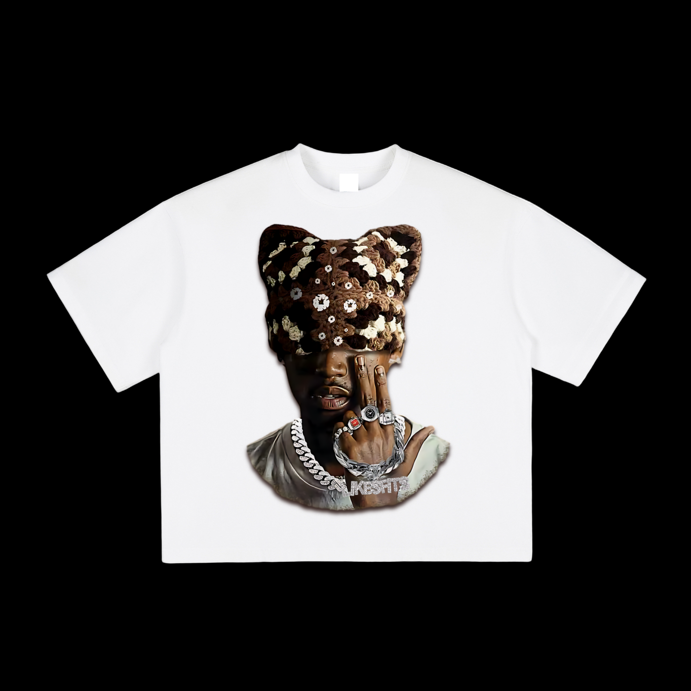 Chocolate Brown Kitty Hat Print Tee