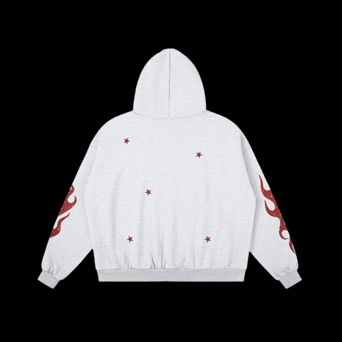 Red Flames Prints Headscarf Character Hoodie