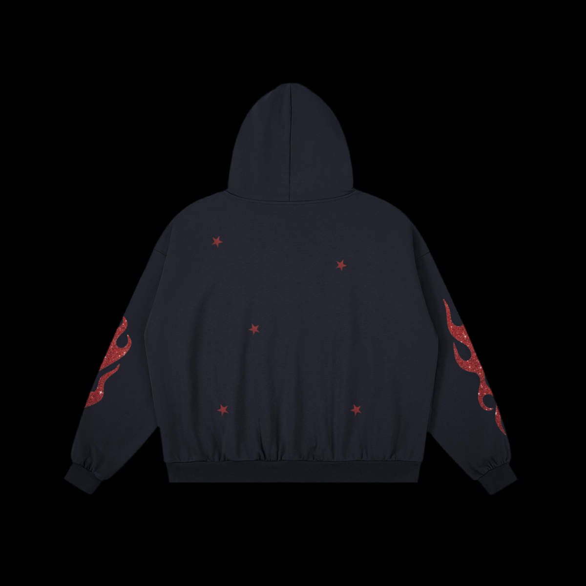 Red Flames Prints Headscarf Character Hoodie