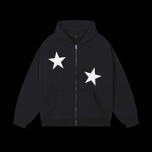 White Stars Zip up Hoodie