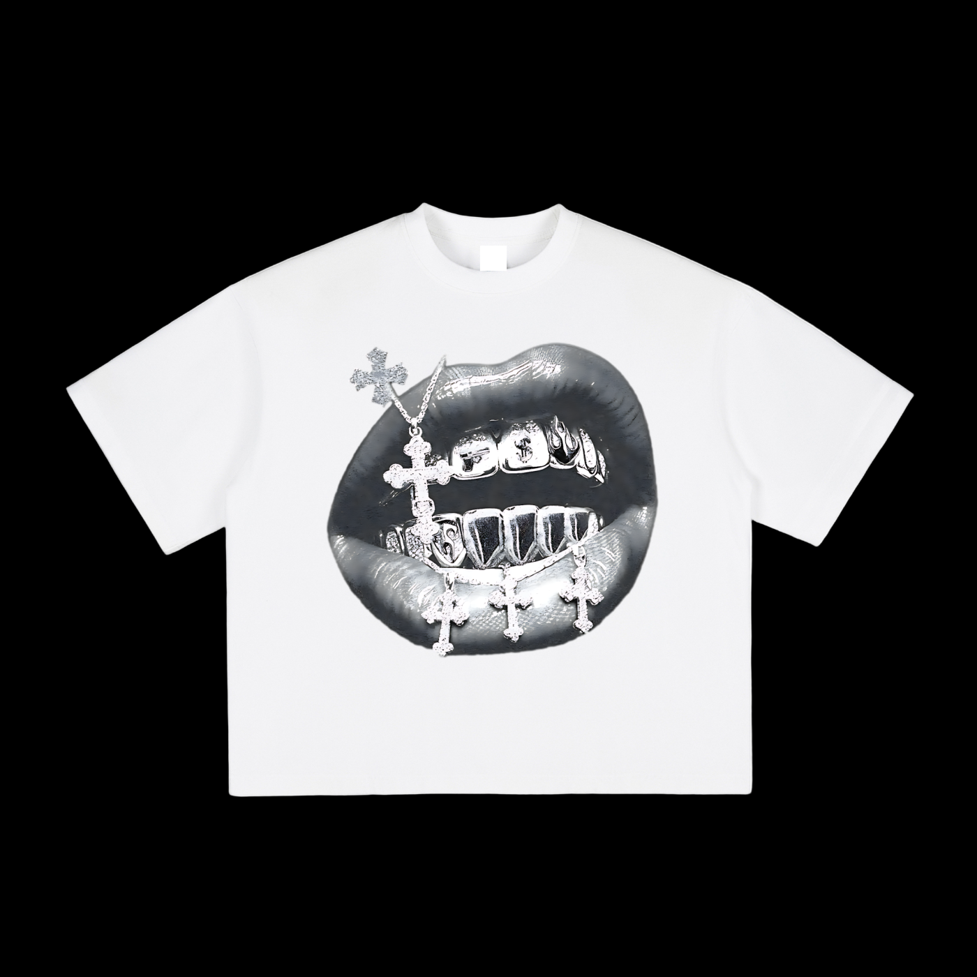 Silver Crosses Grillz Tee