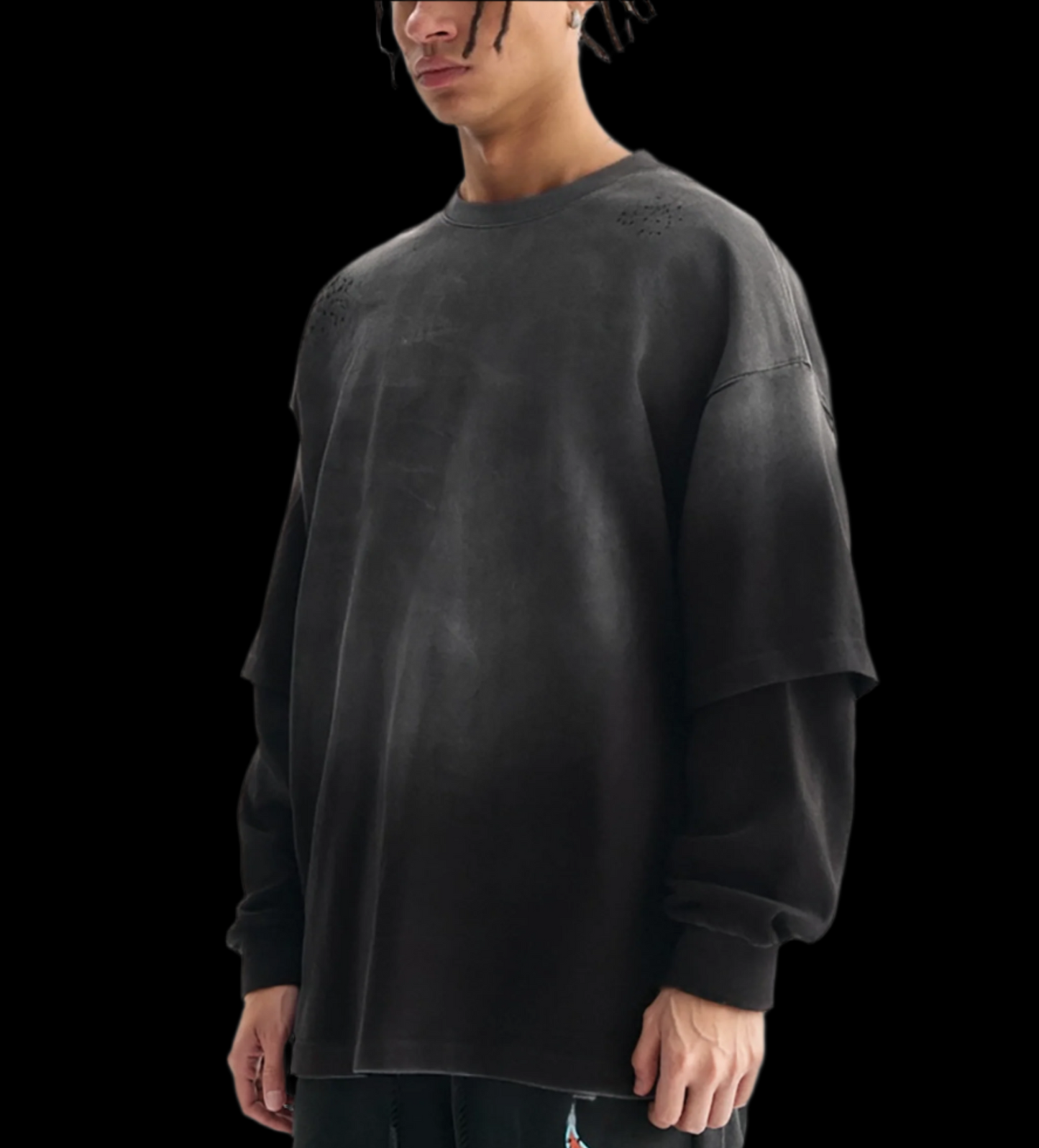 Sunfade Hand Frayed Faux Two Piece T-Shirt