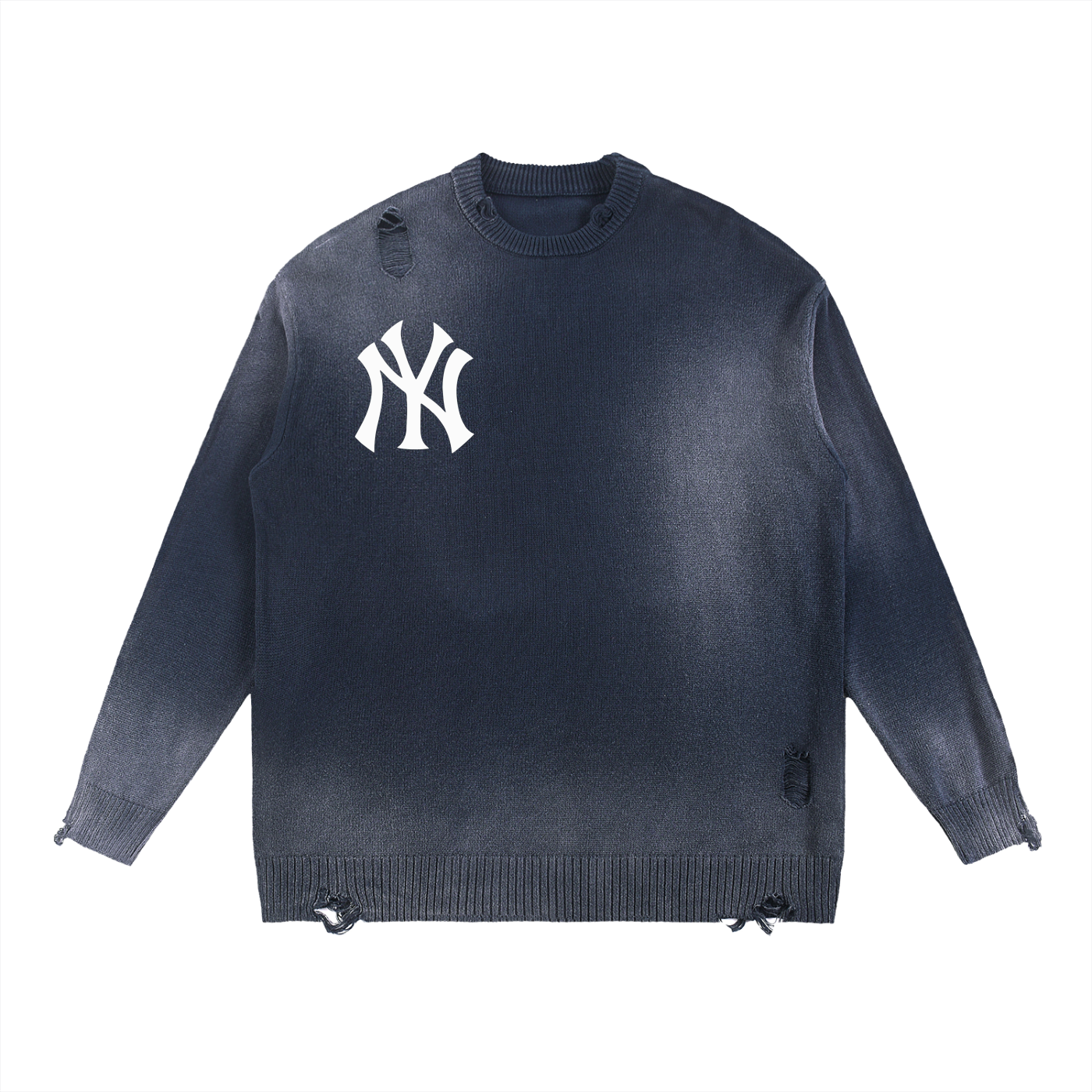 NY Distressed Ripped Crewneck sweater
