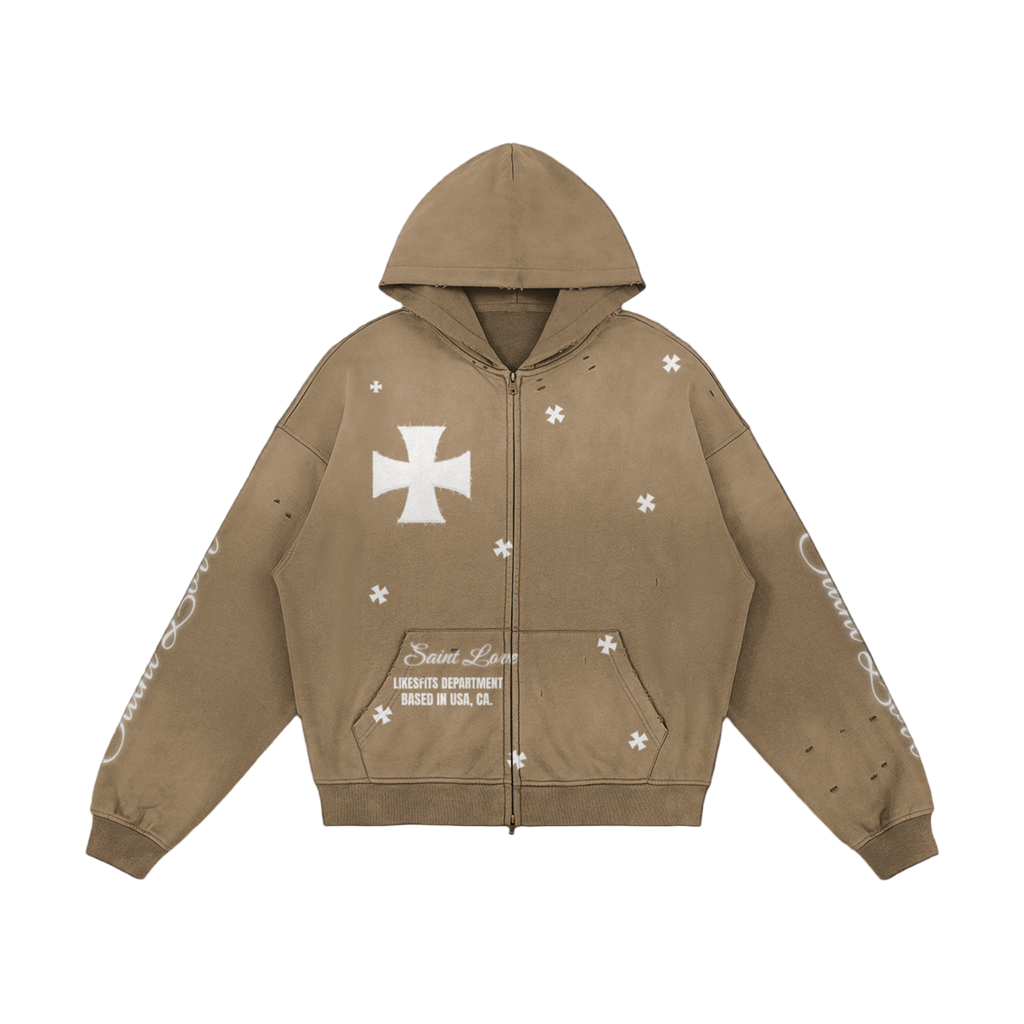Saint Love Zip Up Hoodie