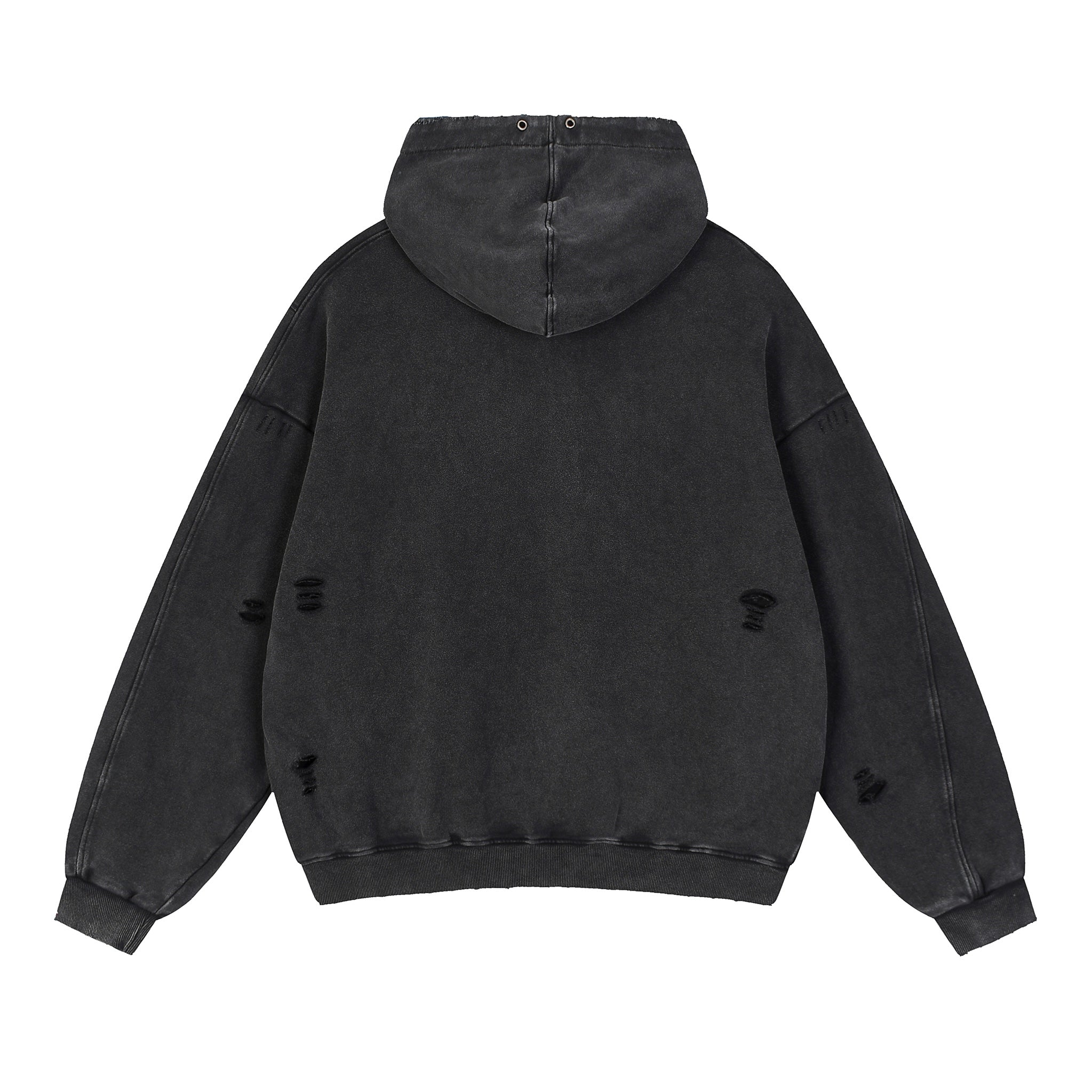 Snow Washed Distressed Panel Pocket Hoodie