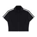 Cropped Full Zip Short Sleeve T-Shirt