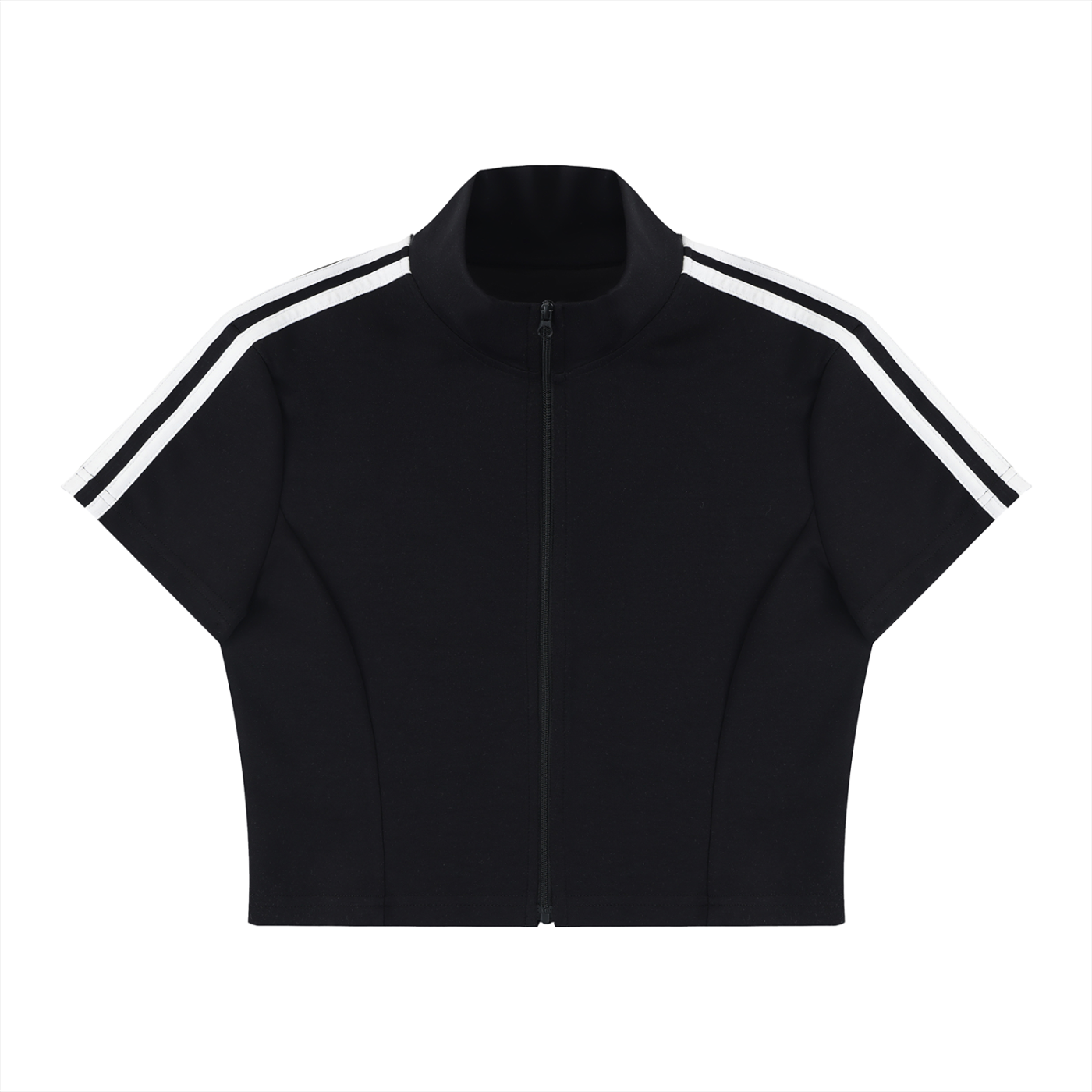 Cropped Full Zip Short Sleeve T-Shirt