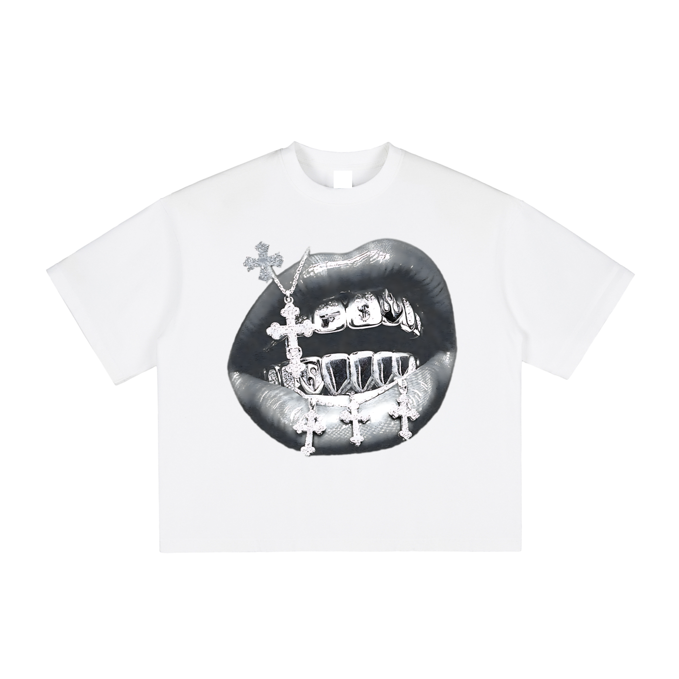 Silver Crosses Grillz Tee