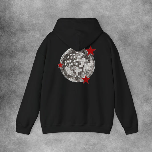 Disco Ball With Red Stars Hoodie