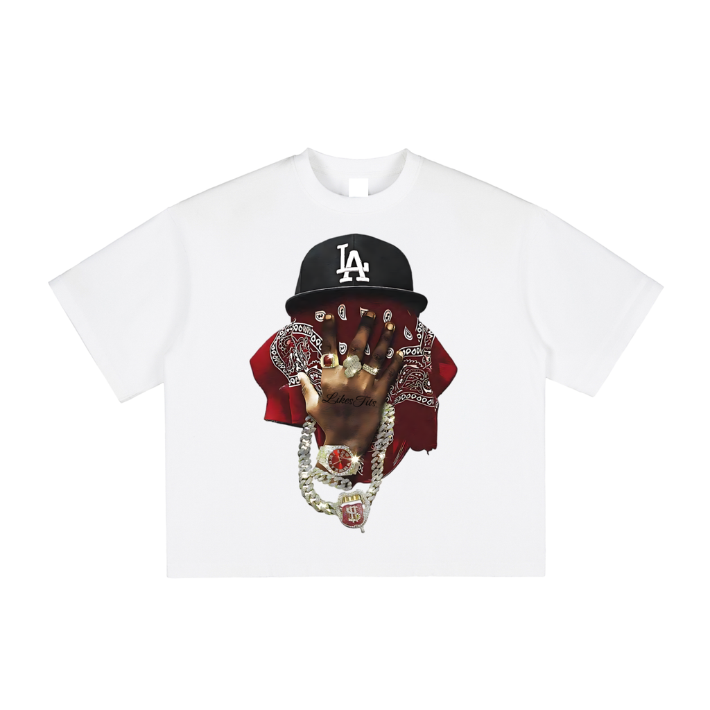 Red Flames Prints Headscarf Character Tee