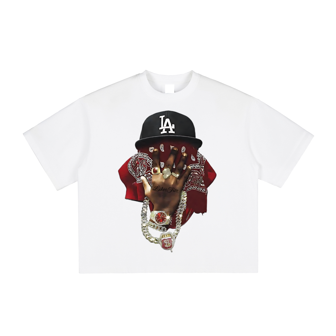 Red Flames Prints Headscarf Character Tee