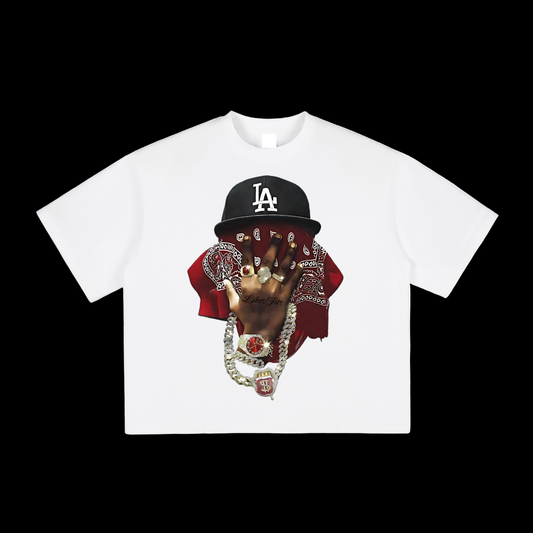 Red Flames Prints Headscarf Character Tee