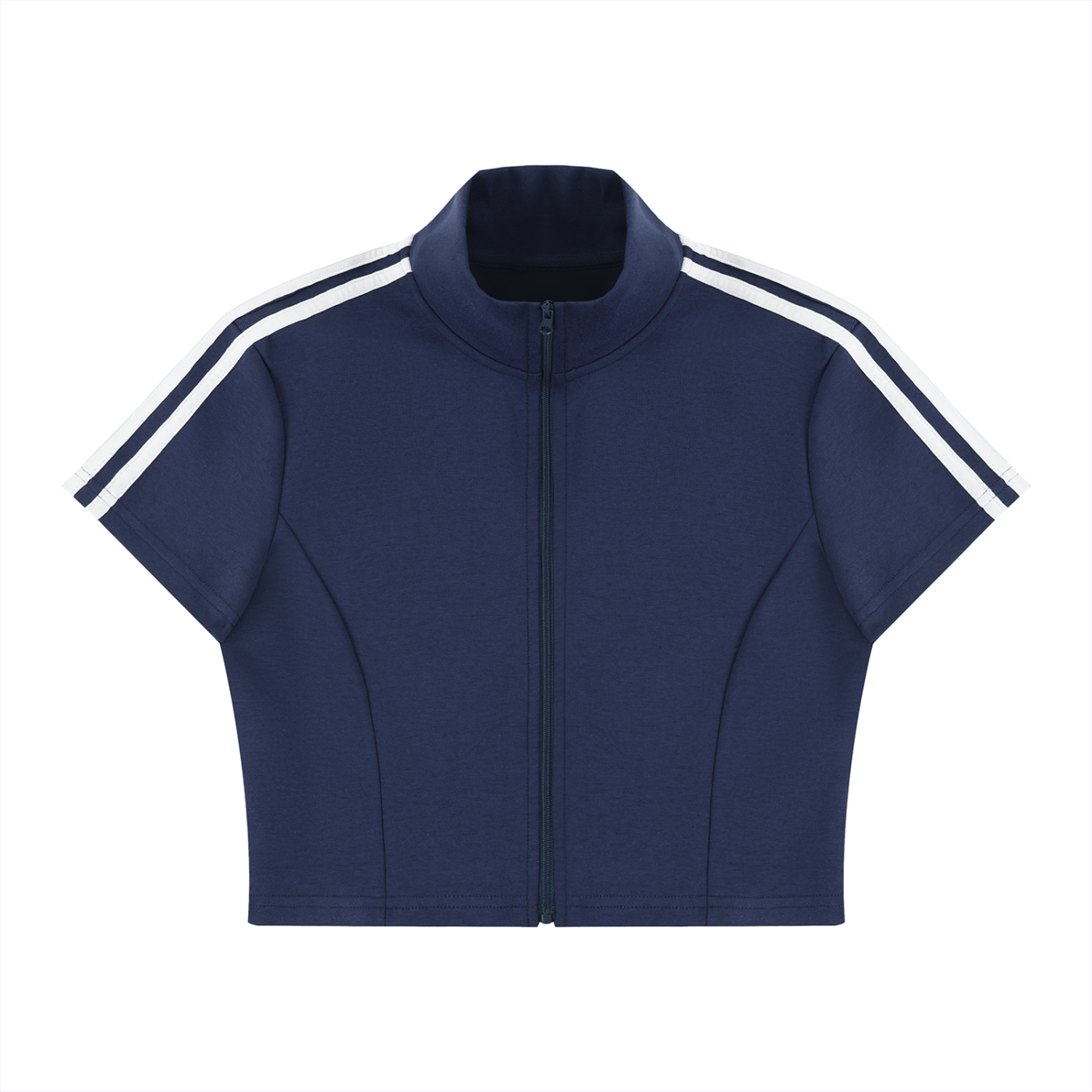 Cropped Full Zip Short Sleeve T-Shirt