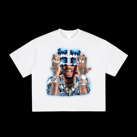 Blue & White Kitty Hat Tee