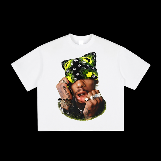 Green Kitty Hat Tee