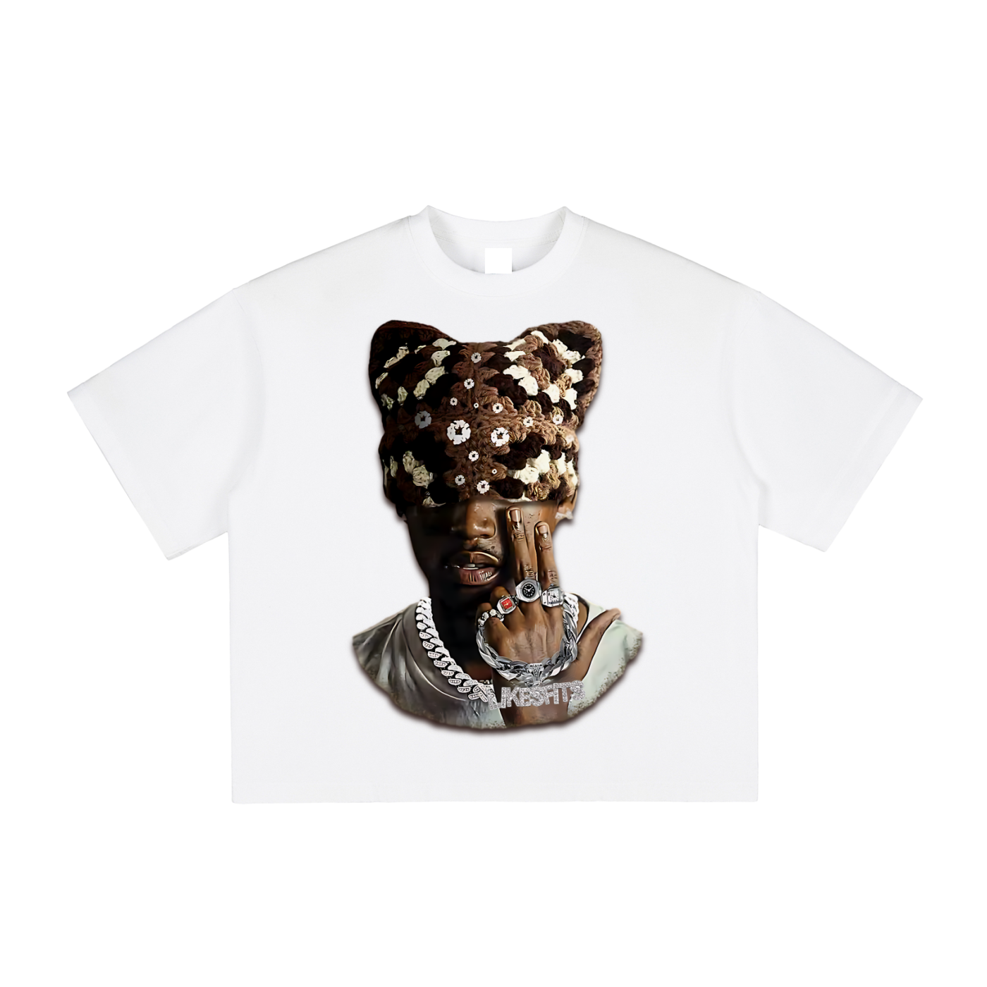 Chocolate Brown Kitty Hat Print Tee