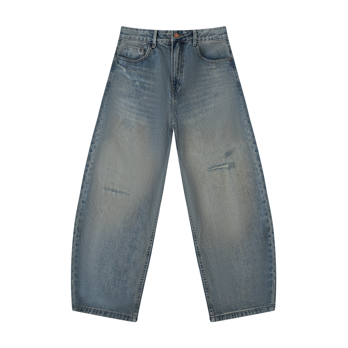 Distressed Barrel Leg Jeans