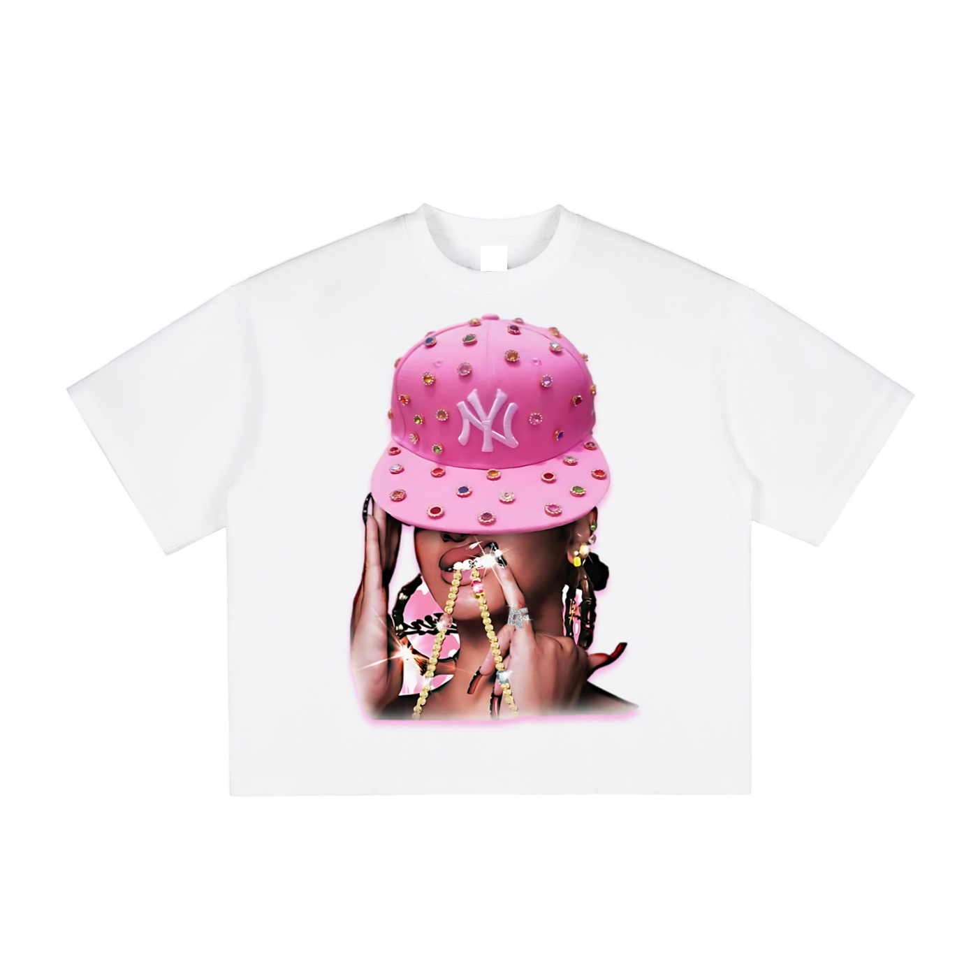 Pink NY Hat Character Tee