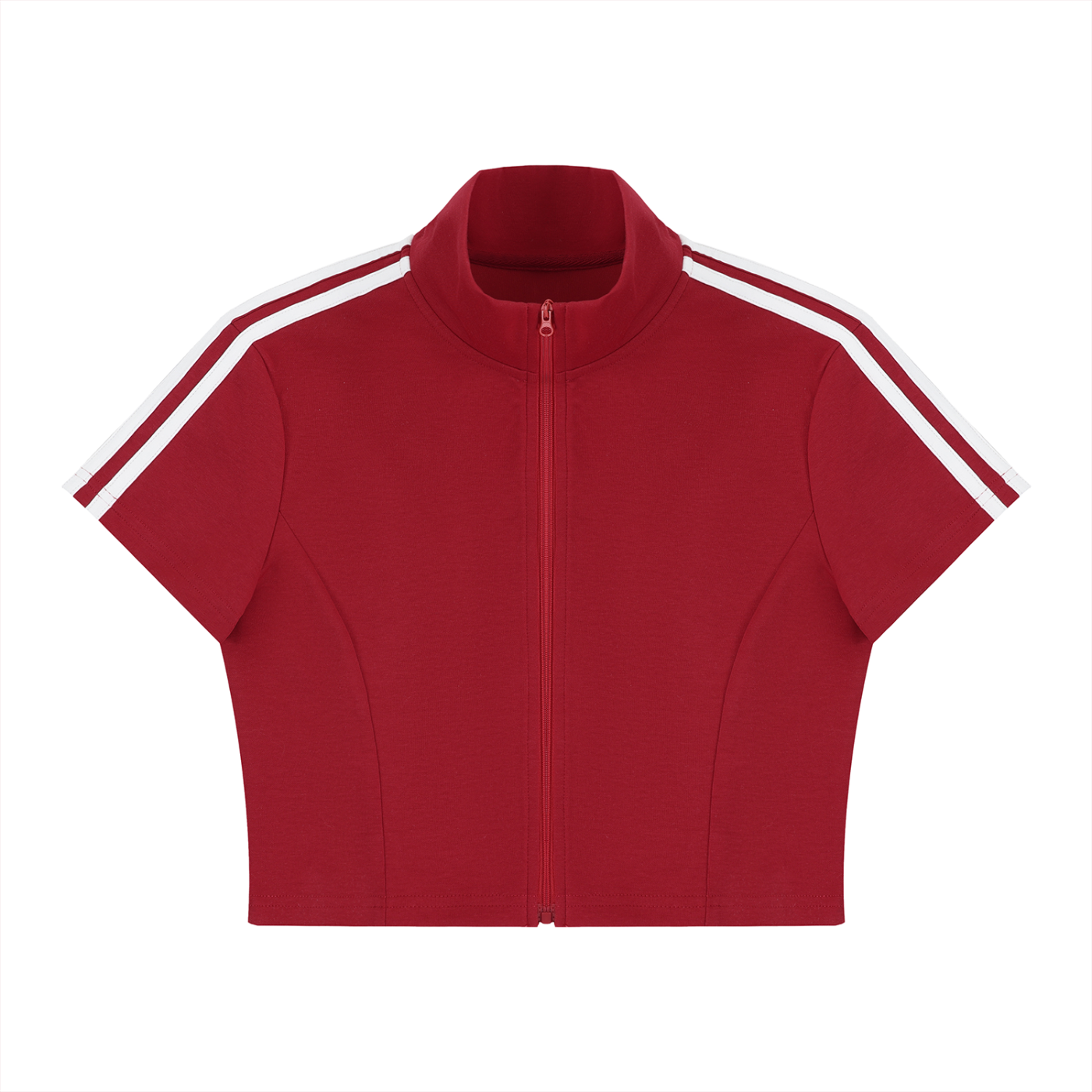 Cropped Full Zip Short Sleeve T-Shirt