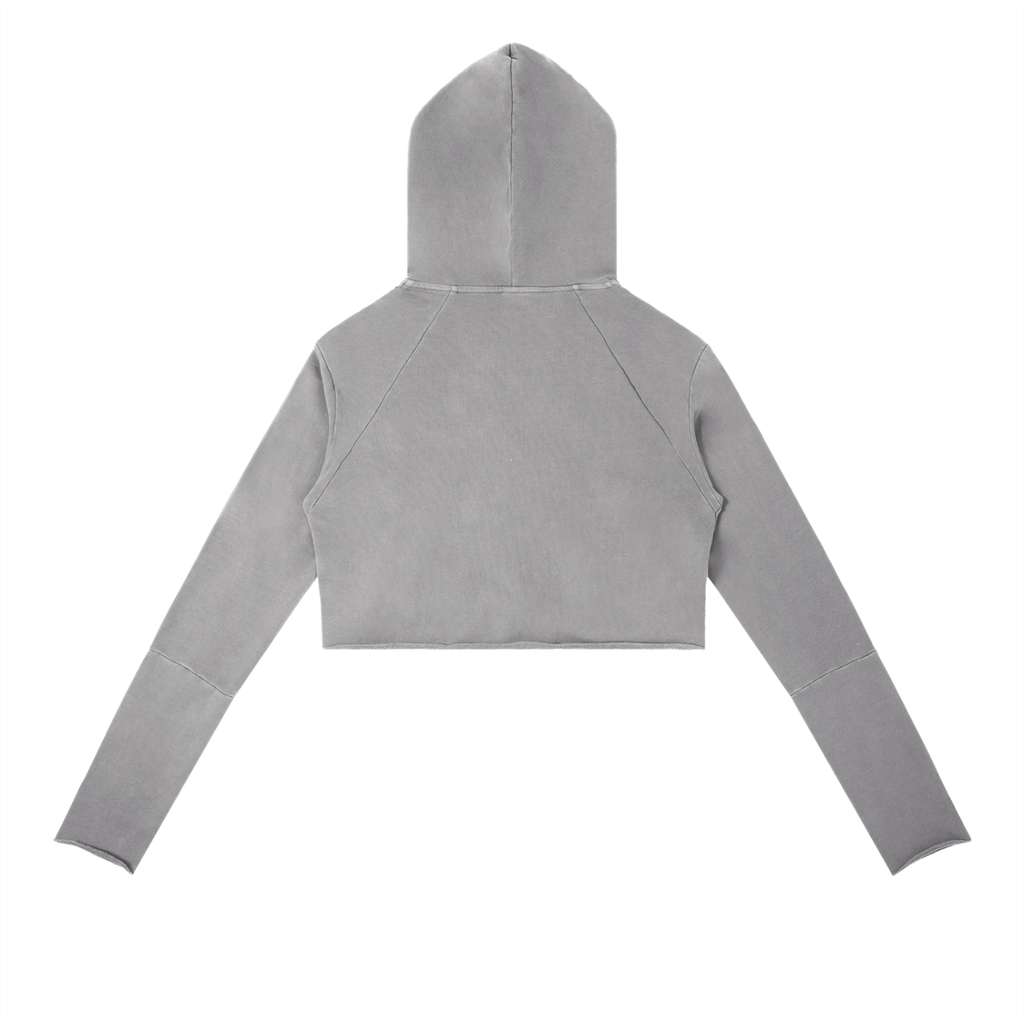 Vintage Washed Cropped V-Neck Hoodie