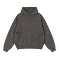 Snow Washed Distressed Panel Pocket Hoodie