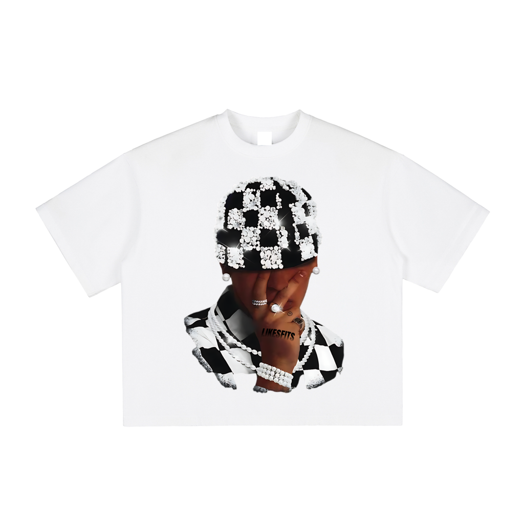 Black & White Squares Hat Print Tee