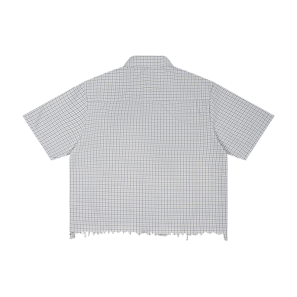 Distressed Plaid Boxy Shirt