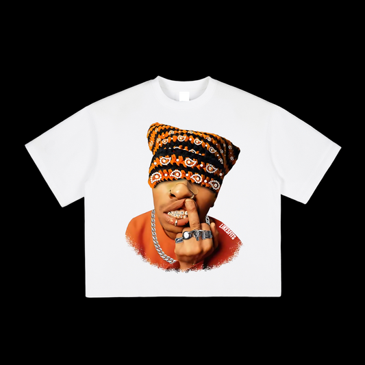 Orange Kitty Hat Print Tee