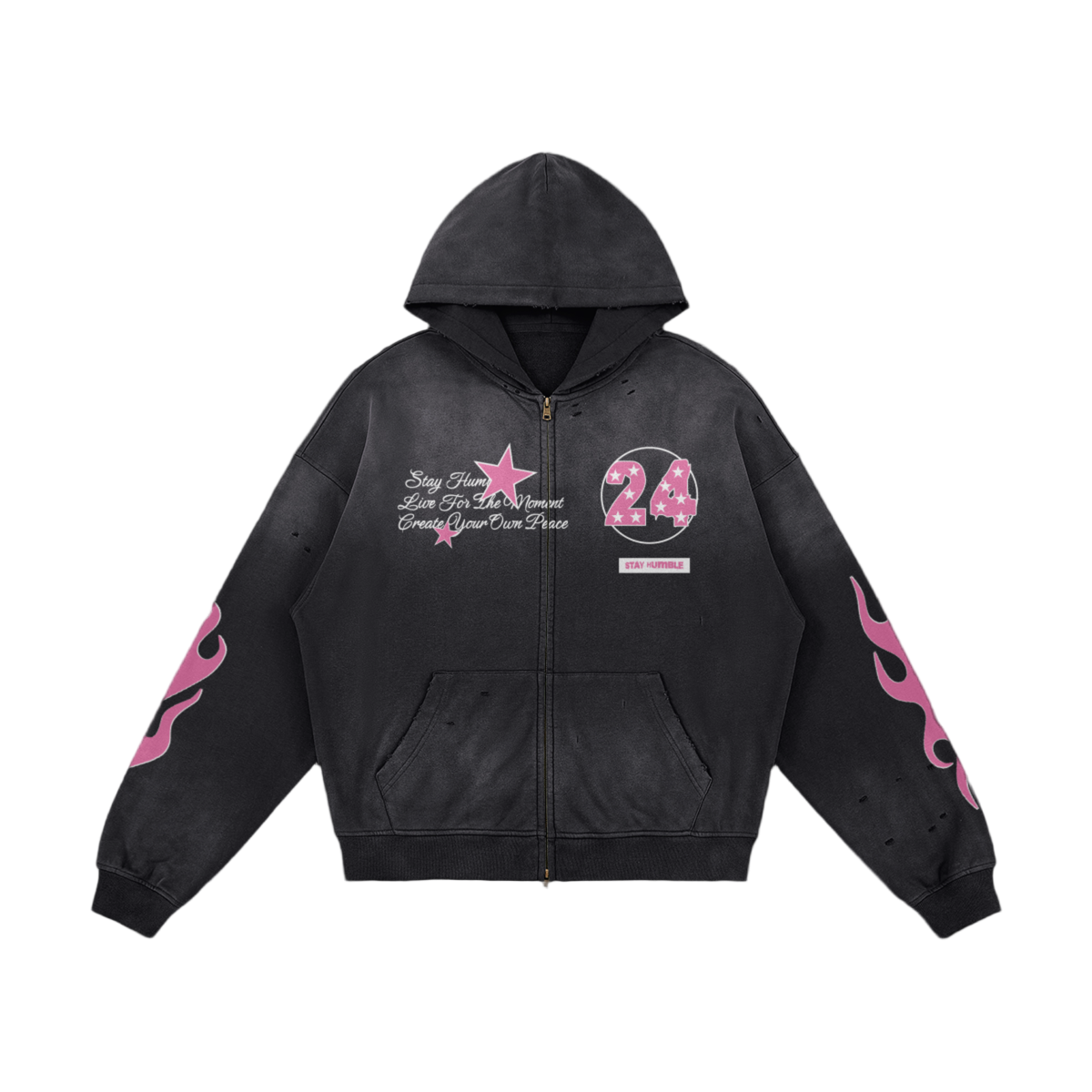 Pink 24 Zip Up Hoodie