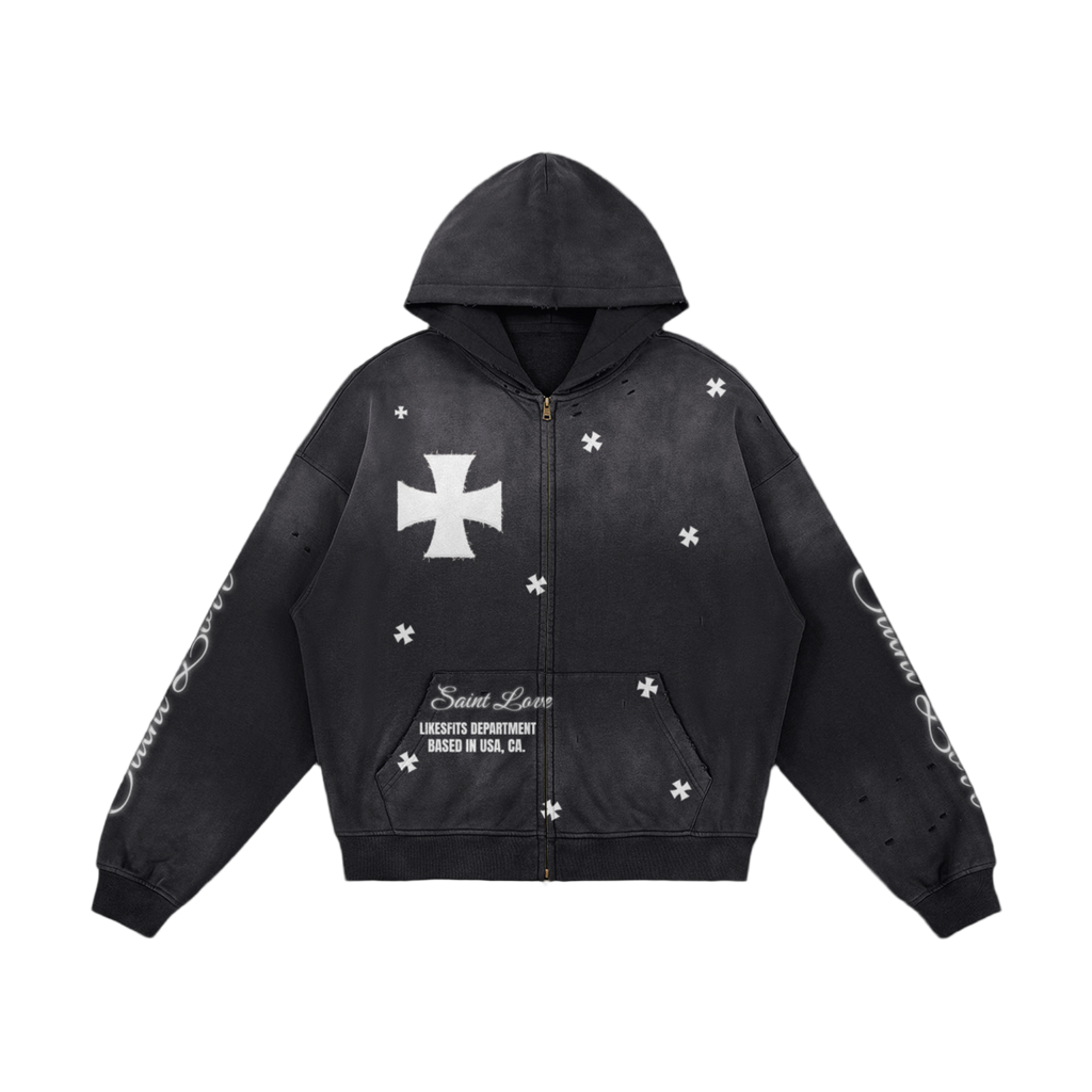 Saint Love Zip Up Hoodie