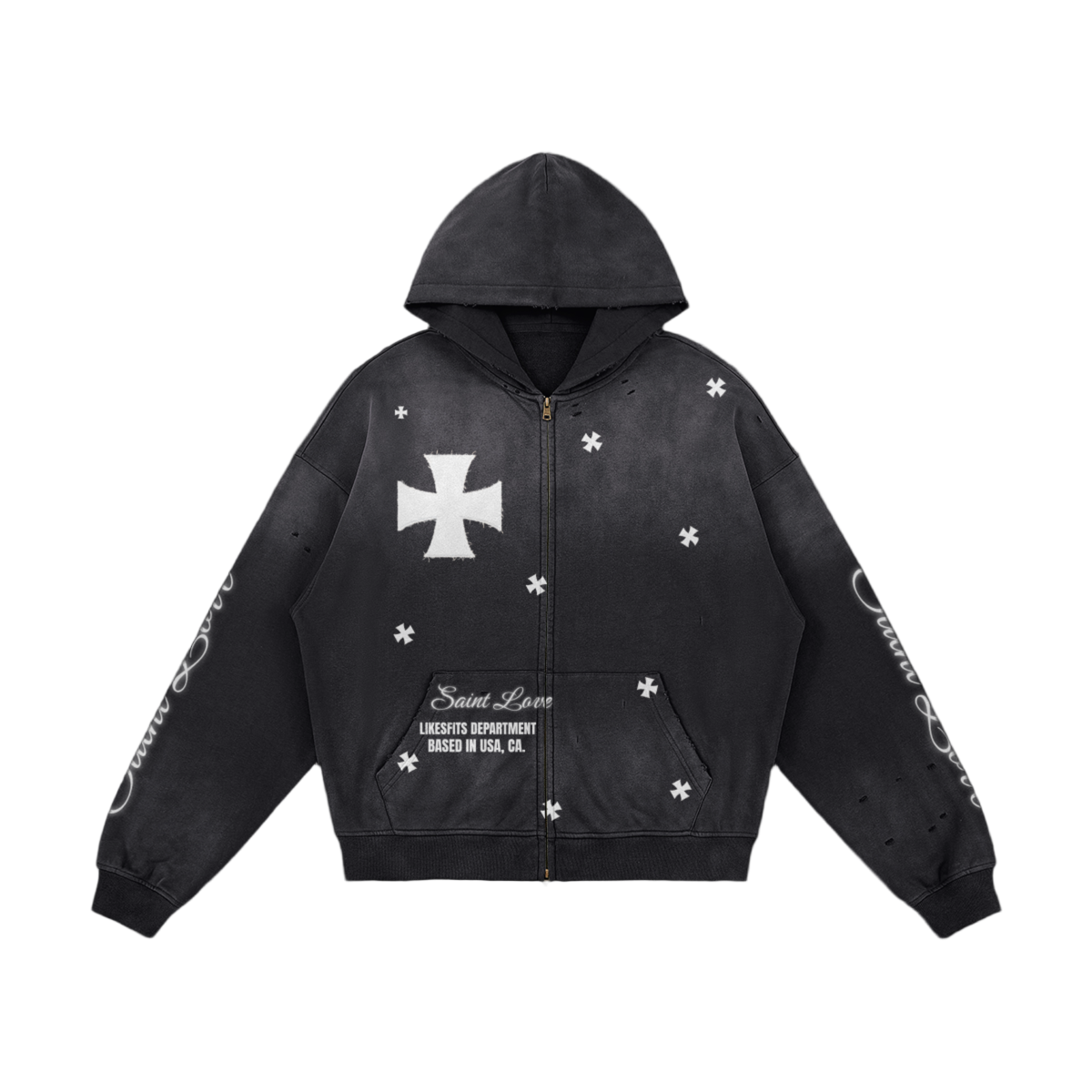 Saint Love Zip Up Hoodie