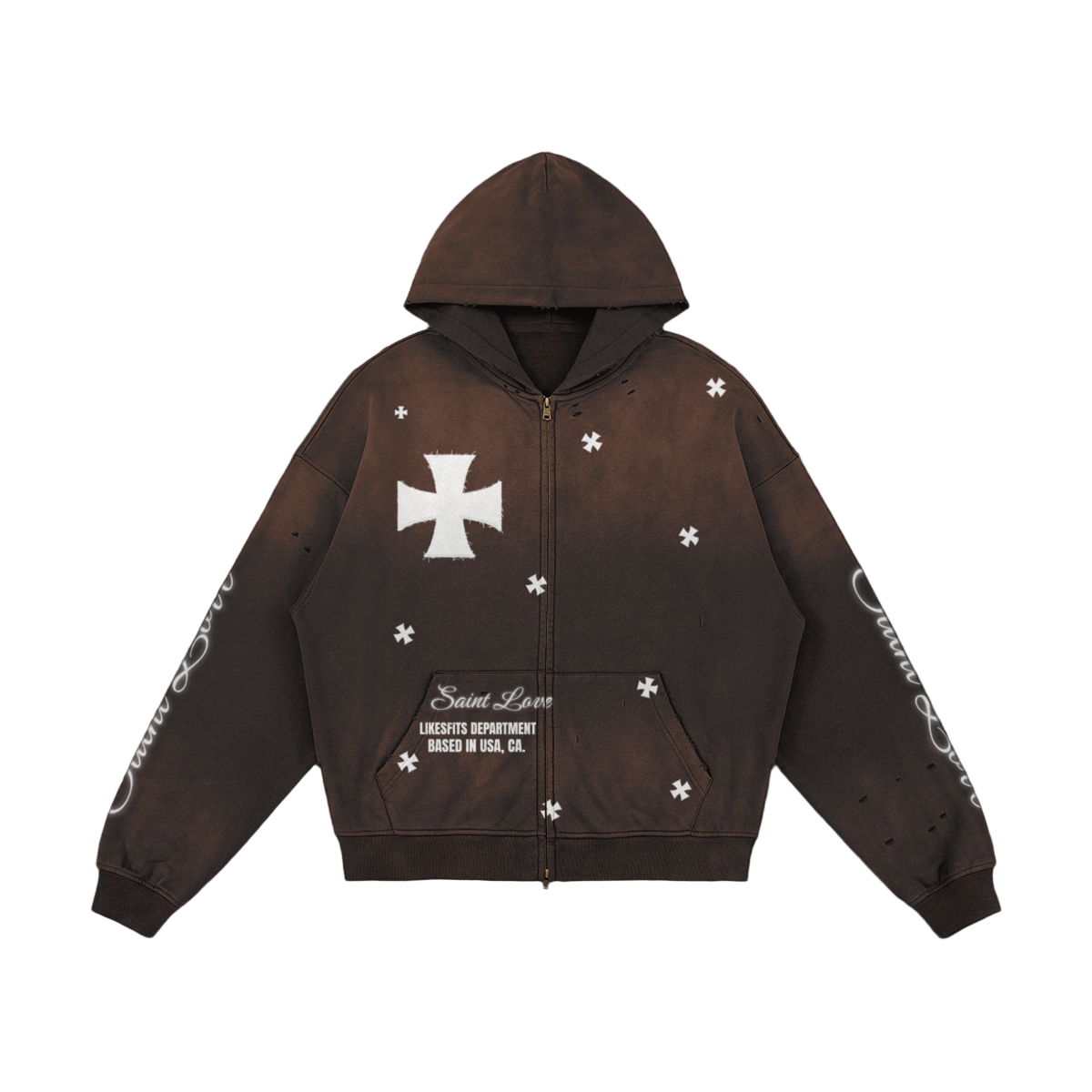 Saint Love Zip Up Hoodie