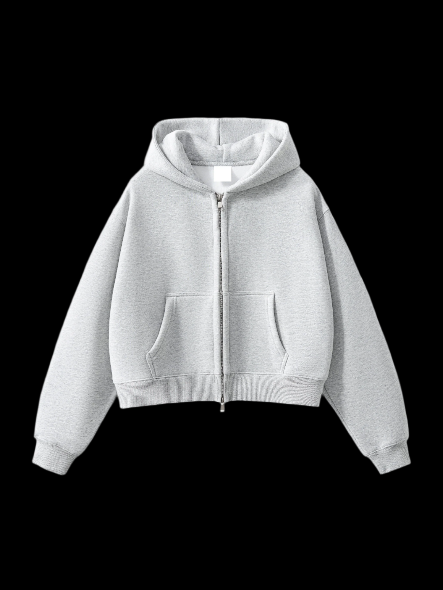Fleeced Zip Up Cropped Hoodie