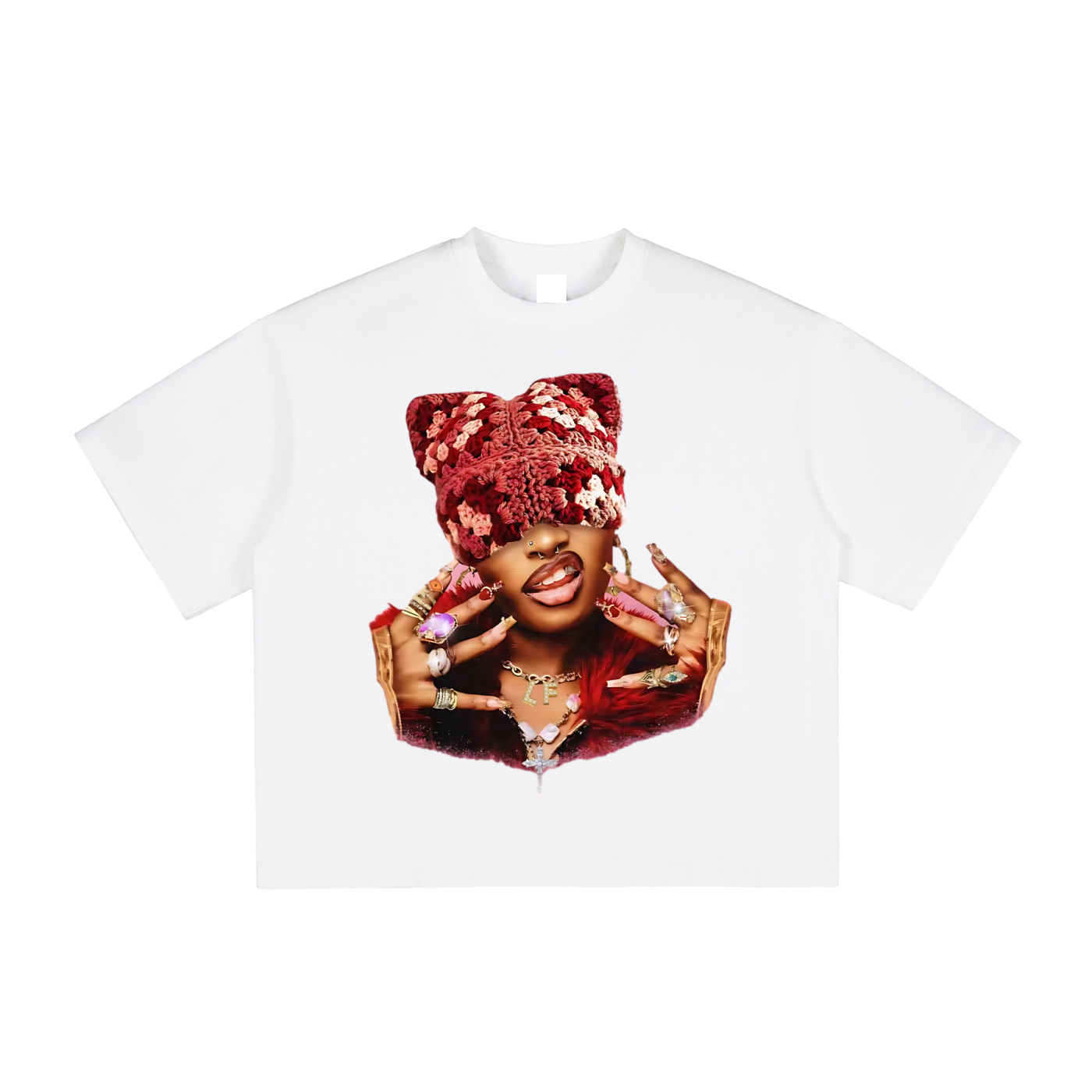 Red Kitty Hat Print Tee
