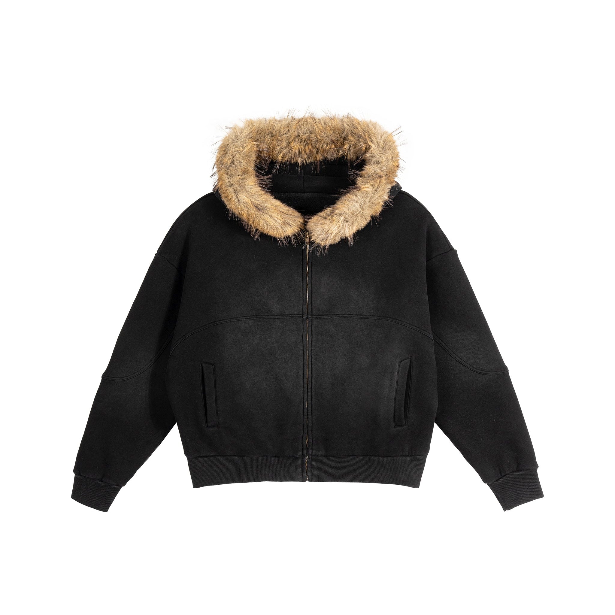 Boxy Detachable Fur Hoodie