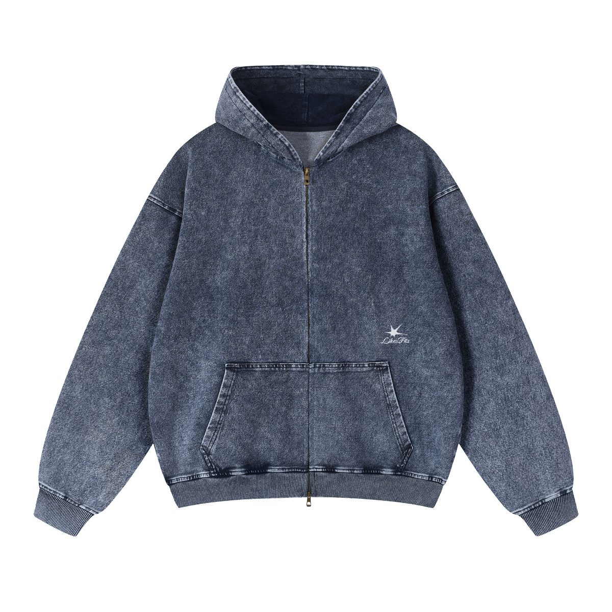 Snow Wash Oversized Zip-Up Hoodie