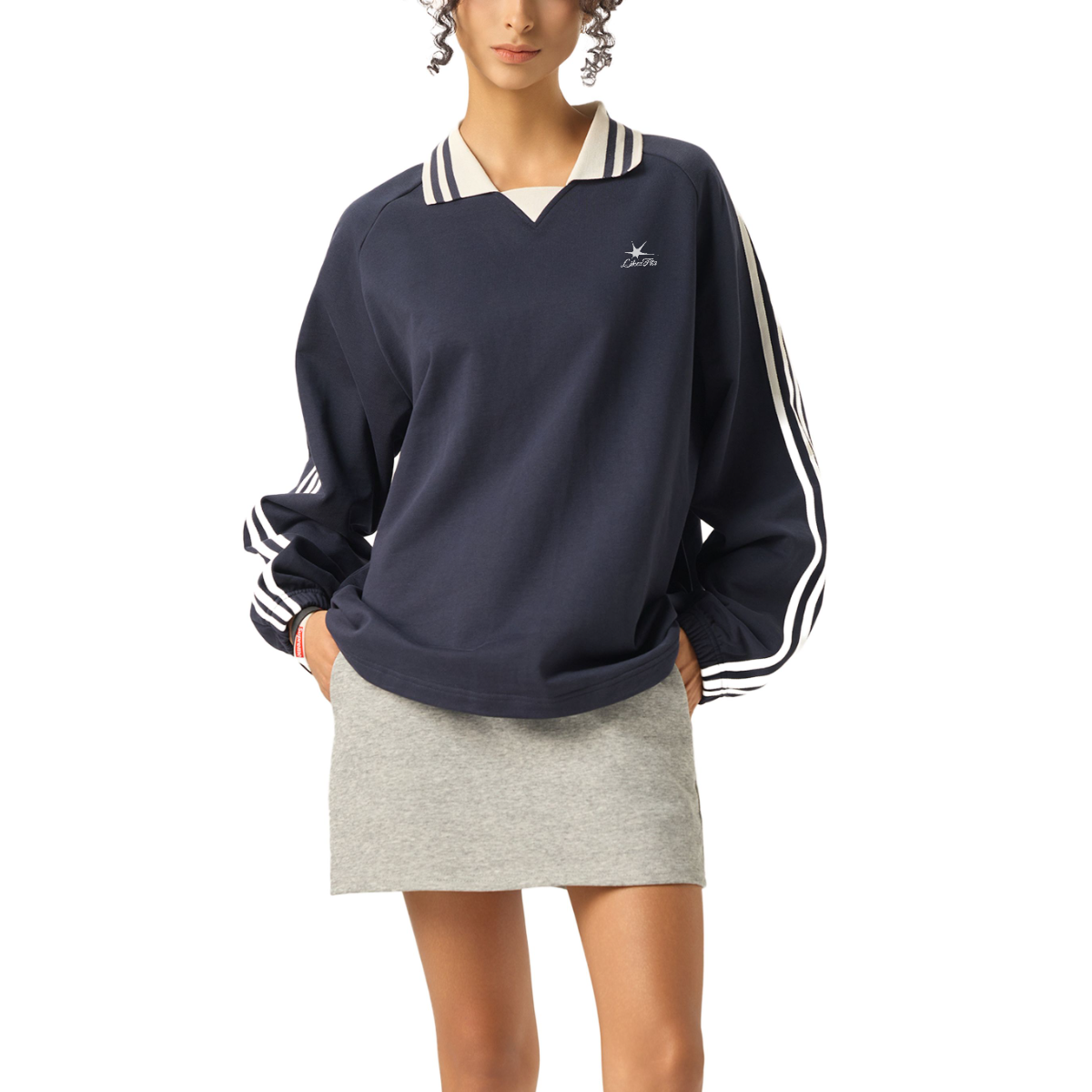 Striped Collar Sweatshirt