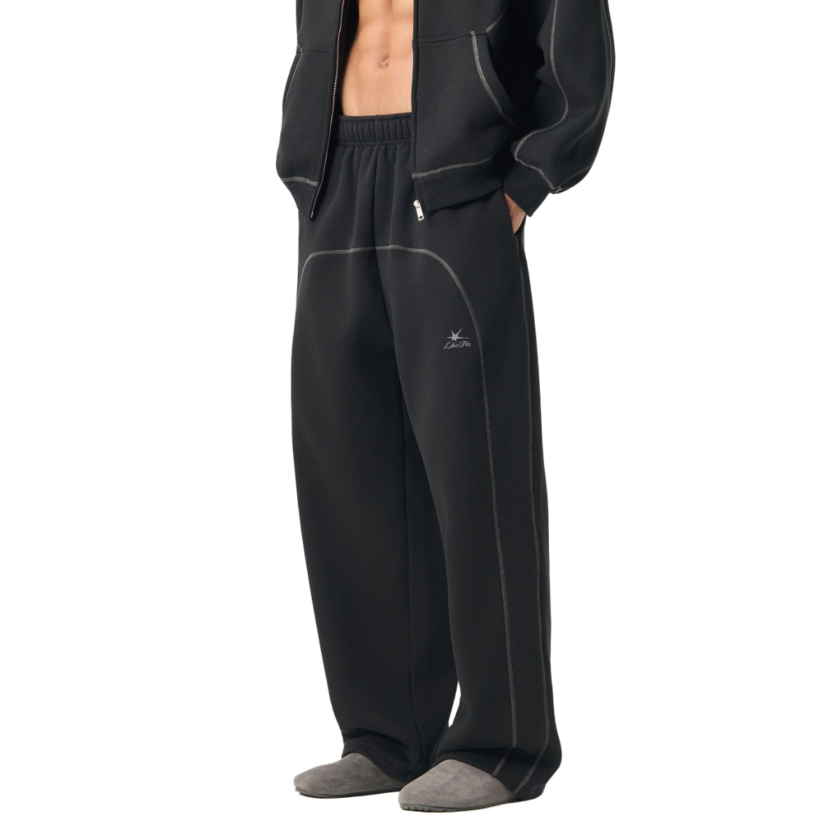 Contrast Stitched Fleece Sweatpants