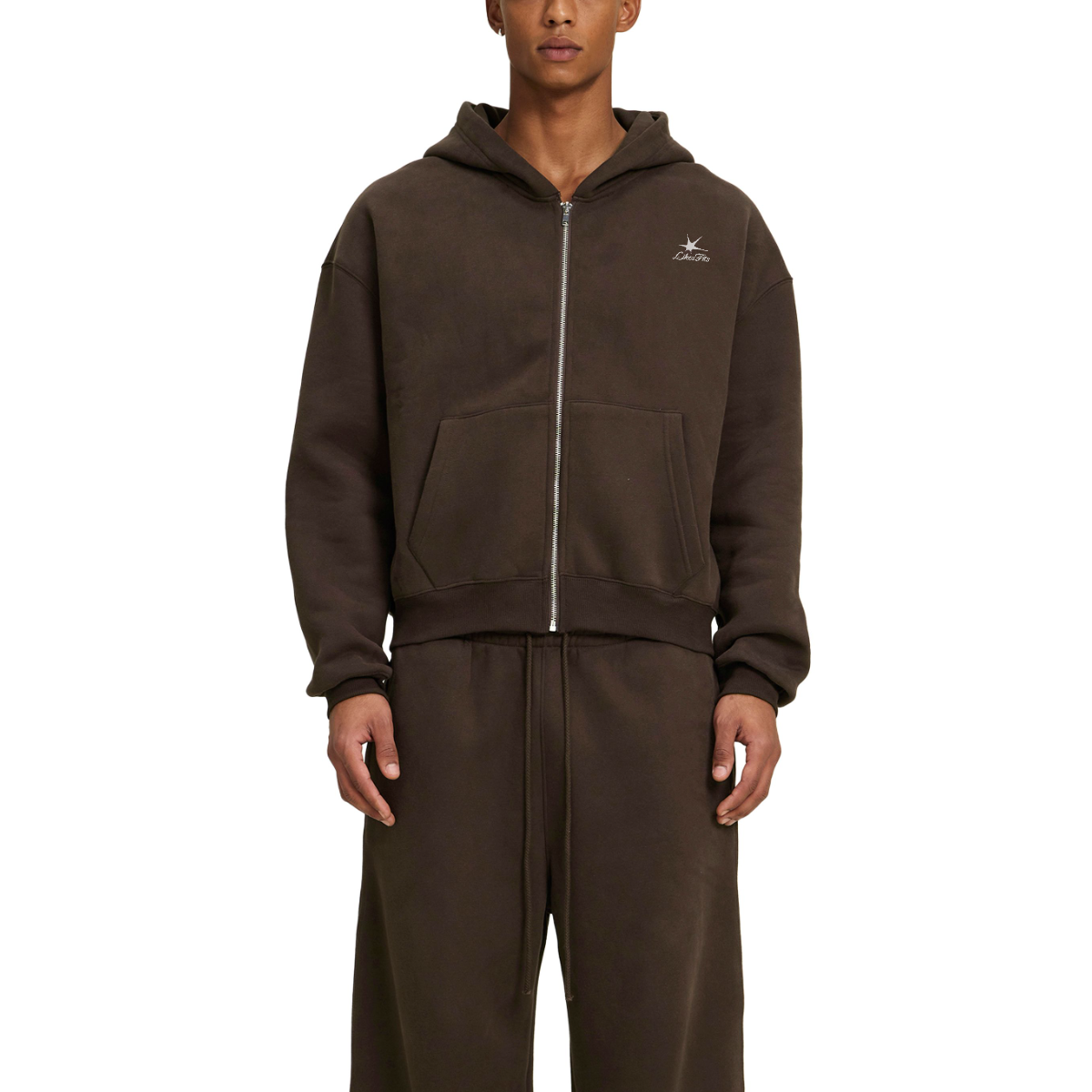 Fleece Zip Up Boxy Hoodie