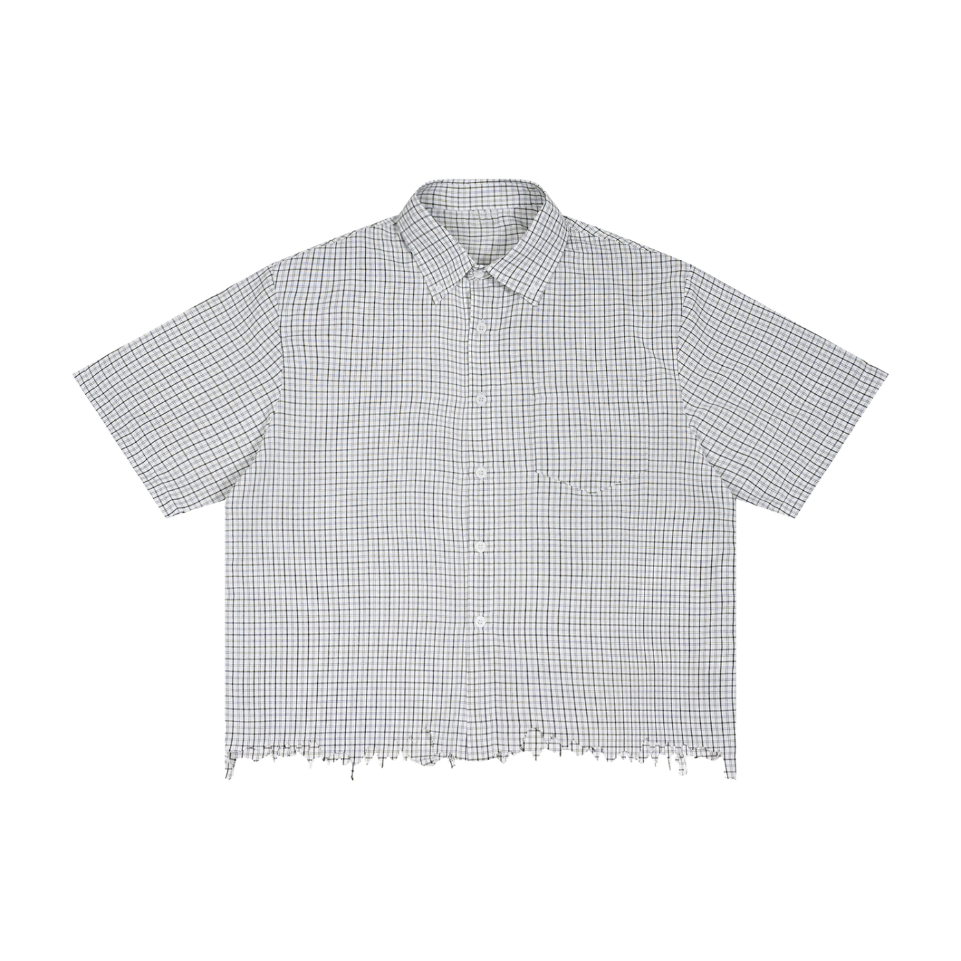 Distressed Plaid Boxy Shirt