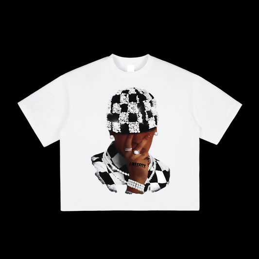 Black & White Squares Hat Print Tee