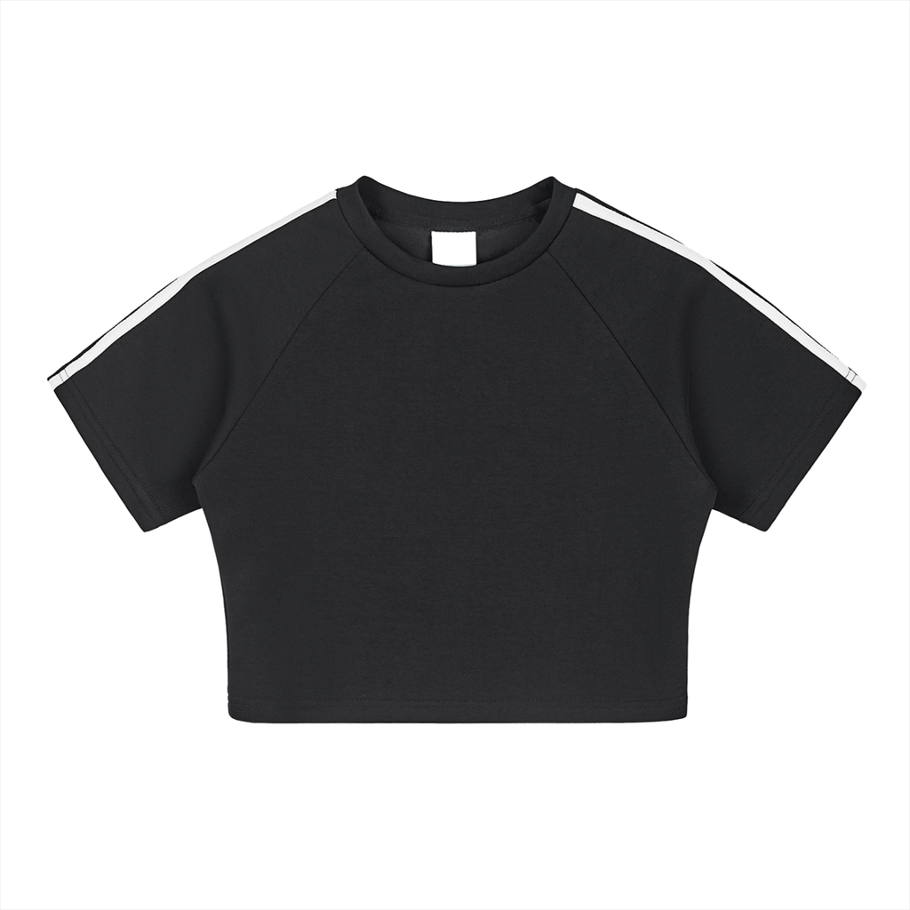 Striped Sleeves Crop Top