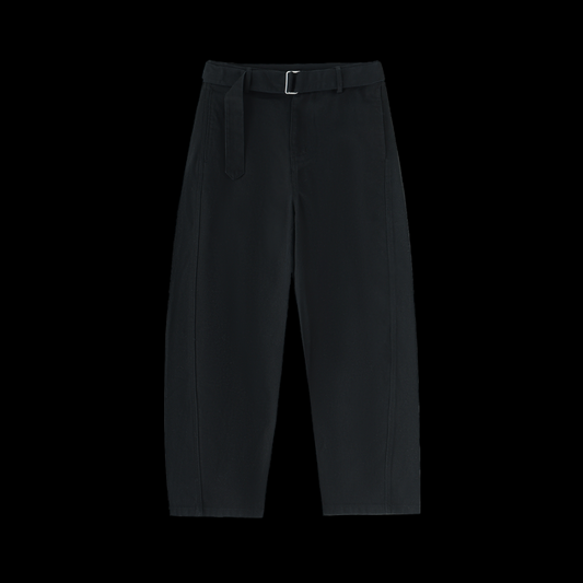 Twisted Seam Belted Curved Blade Pants