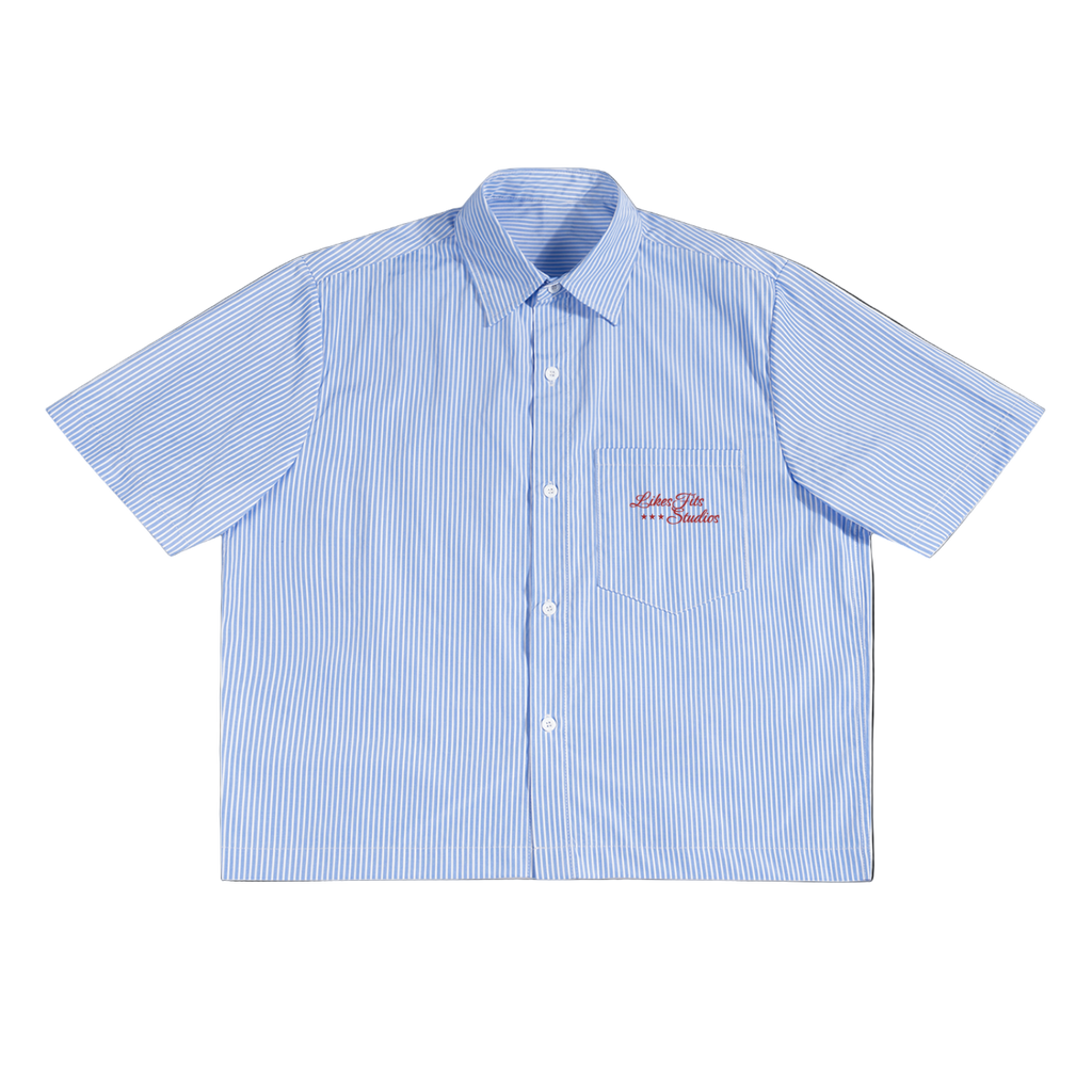 Blue Striped Button Up Tee