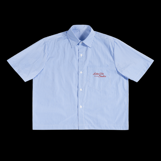 Blue Striped Button Up Tee