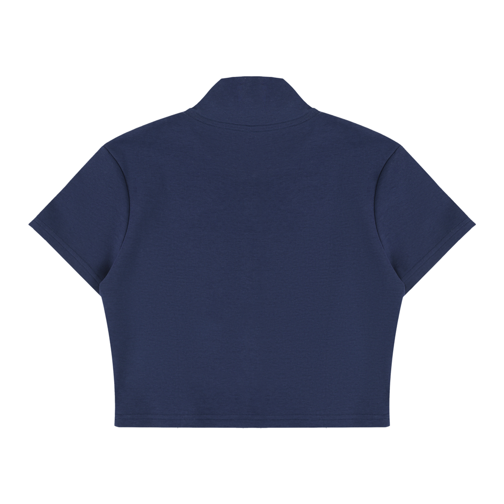 Cropped Full Zip Short Sleeve T-Shirt