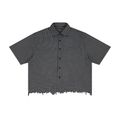 Distressed Plaid Boxy Shirt