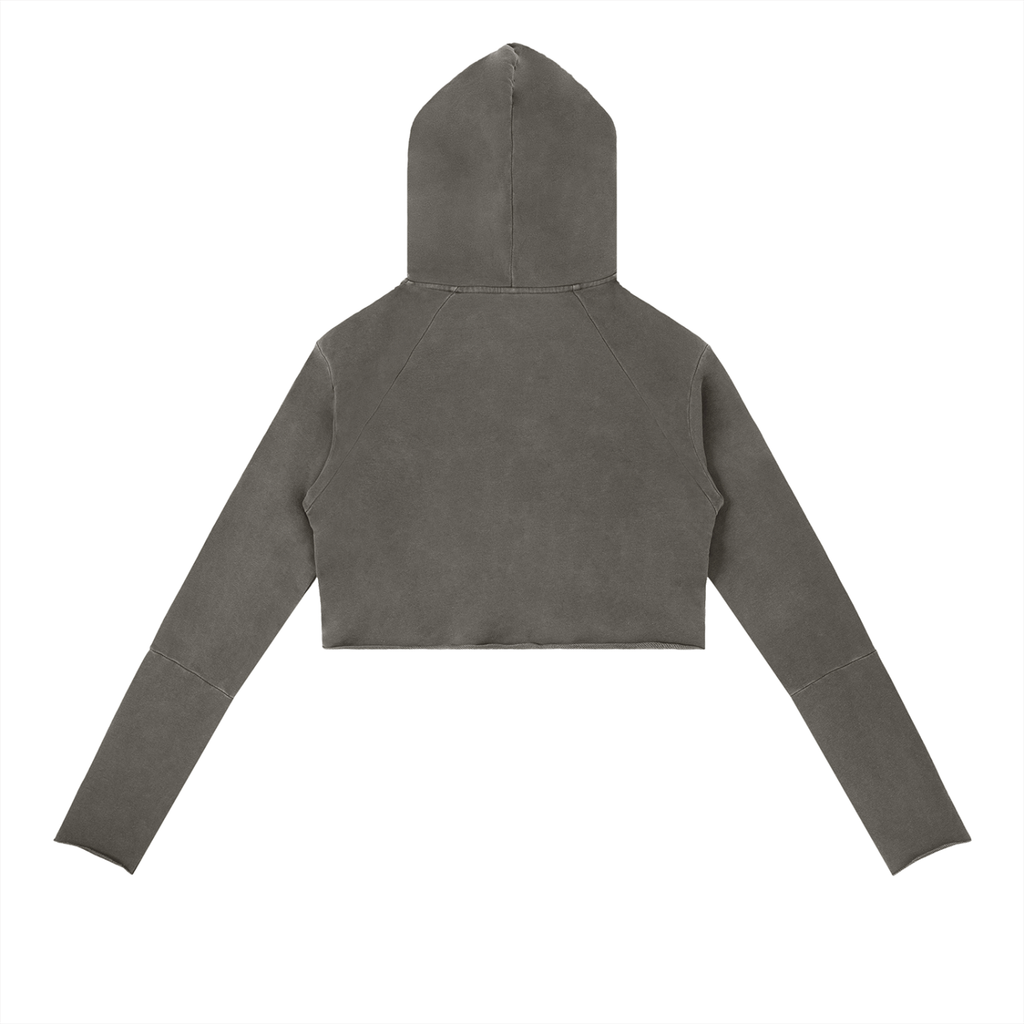 Vintage Washed Cropped V-Neck Hoodie