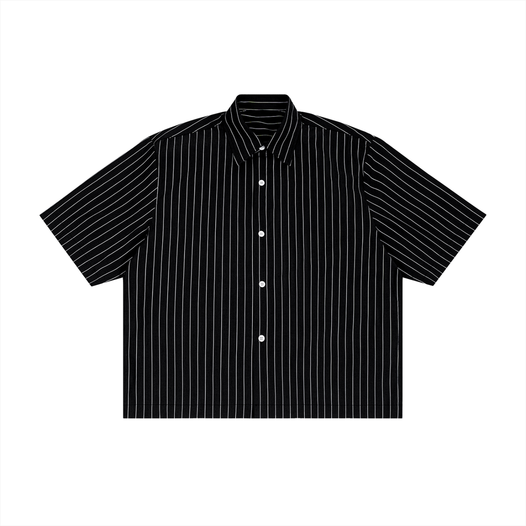 Striped Boxy Button Up Tee