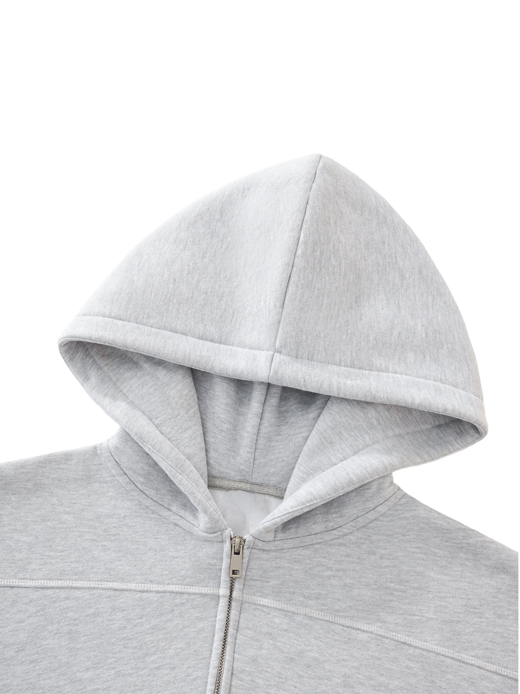 Contrast Stitched Boxy Fleece Zip Hoodie
